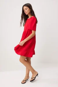TRENDYOLMİLLA Red Plain Short / Mini  Weaving Dress - Image 2