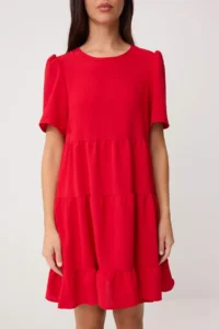 TRENDYOLMİLLA Red Plain Short / Mini  Weaving Dress - Image 3
