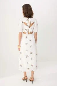 TRENDYOLMİLLA WHITE Floral Embroidered Low-cut back Cotton Midi Dress - Image 5