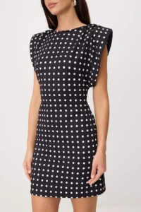 TRENDYOLMİLLA Black Polka Dot Back Light Mini Weaving Dress - Image 2