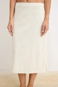 TRENDYOLMİLLA Ecru Floral A-Cut/Life Form Elastic Waist Regular Waist Midi Lace Knitting Skirt - Image 3