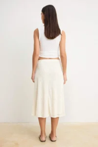 TRENDYOLMİLLA Ecru Floral A-Cut/Life Form Elastic Waist Regular Waist Midi Lace Knitting Skirt - Image 4