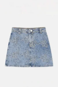 TRENDYOLMİLLA Limited Edition Blue Patterned Mini DENIM Skirt - Image 6
