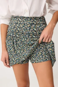 TRENDYOLMİLLA Multicolored Floral skater Frilly Regular Waist Ribbed Flexible Knitting Skirt