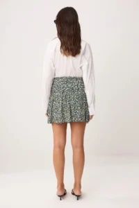 TRENDYOLMİLLA Multicolored Floral skater Frilly Regular Waist Ribbed Flexible Knitting Skirt - Image 4