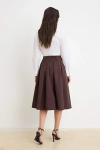 TRENDYOLMİLLA Brown Midi Poplin Skirt - Image 4
