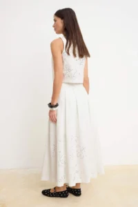 TRENDYOLMİLLA WHITE Fisto Detailed pleated Lined Maxi LONG Skirt - Image 4