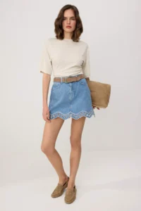 TRENDYOLMİLLA Mavi embroidery Detailed Mini DENIM Skirt