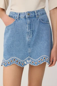 TRENDYOLMİLLA Mavi embroidery Detailed Mini DENIM Skirt - Image 3