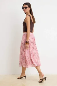 TRENDYOLMİLLA Multicolored Shawl pattern Boho/Boho Chic skater High Waist Midi Tulle Knitting Skirt - Image 4
