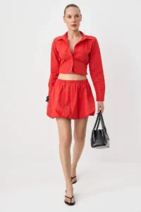 TRENDYOLMİLLA Red embroidery Balloon Shorts Skirt - Image 2