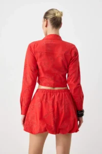 TRENDYOLMİLLA Red embroidery Balloon Shorts Skirt - Image 4