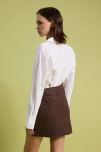 TRENDYOLMİLLA Brown Belt Detailed Mini DENIM Skirt - Image 4
