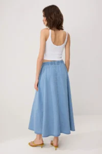 TRENDYOLMİLLA Mavi with flywheel Maxi DENIM Skirt - Image 4