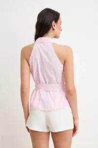 TRENDYOLMİLLA Pink Mini Checkered Belted Shirt - Image 4