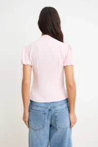TRENDYOLMİLLA Pink Shirred Detailed Balloon Sleeve Shirt - Image 4