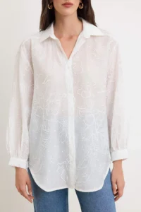 TRENDYOLMİLLA WHITE Puf Printed Oversized Shirt - Image 3