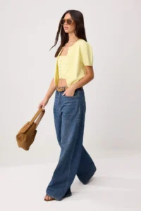 TRENDYOLMİLLA Yellow Basic Soft Strapless Blouse- Crew Neck Cardigan Set Knitwear Cardigan - Image 2