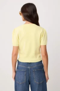 TRENDYOLMİLLA Yellow Basic Soft Strapless Blouse- Crew Neck Cardigan Set Knitwear Cardigan - Image 5