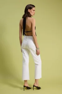 TRENDYOLMİLLA WHITE Hem Kesikli High Waist Medium Flexible Crop Flare jeans - Image 4