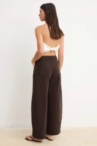 TRENDYOLMİLLA Brown Draped Stitching Detailed High Waist Baggy jeans - Image 4