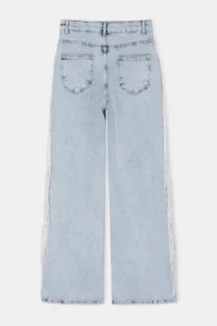 TRENDYOLMİLLA Limited Edition Light Blue Tassel Detailed High Waist Wide Leg jeans - Image 2