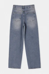 TRENDYOLMİLLA Limited Edition Blue Draped Stone Detailed High Waist Baggy jeans - Image 3