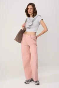 TRENDYOLMİLLA Pink High Waist barrel jeans