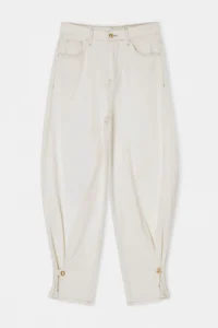 TRENDYOLMİLLA Limited Edition Ecru Hem Detailed High Waist Baggy jeans