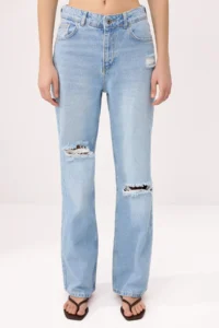 TRENDYOLMİLLA Mavi Split Detailed High Waist Wide Leg jeans - Image 4