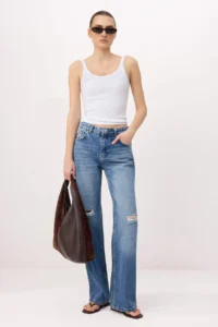 TRENDYOLMİLLA Mavi Split Detailed High Waist Wide Leg jeans - Image 2