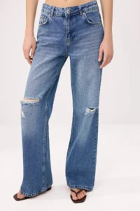 TRENDYOLMİLLA Mavi Split Detailed High Waist Wide Leg jeans - Image 4
