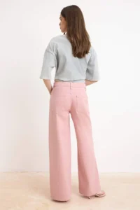 TRENDYOLMİLLA Pink Pocket Detail High Waist Wide Leg jeans - Image 4
