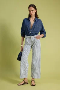 TRENDYOLMİLLA Multicolored Striped High Waist Wide Leg jeans