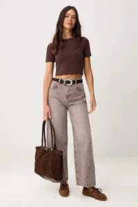 TRENDYOLMİLLA Brown High Waist Stitching Detailed barrel jeans - Image 2