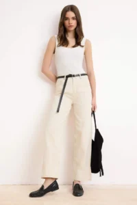 TRENDYOLMİLLA Ecru High Waist Stitching Detailed barrel jeans
