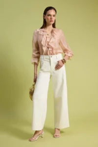 TRENDYOLMİLLA WHITE Pocket Detail comfort Regular Waist Wide Leg jeans