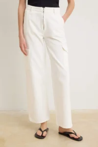 TRENDYOLMİLLA Ecru Pocket Detail High Waist Wide Leg jeans - Image 3
