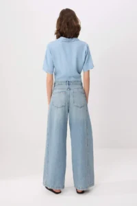 TRENDYOLMİLLA Mavi Stitching Detailed High Waist Wide Leg jeans - Image 5