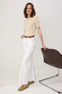 TRENDYOLMİLLA WHITE Arched High Waist Wide Leg Wide Leg 100% Cotton Non-Stretch jeans - Image 2