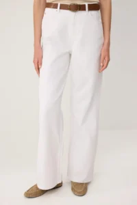 TRENDYOLMİLLA WHITE Arched High Waist Wide Leg Wide Leg 100% Cotton Non-Stretch jeans - Image 3