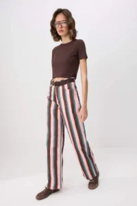 TRENDYOLMİLLA Multicolored Striped High Waist Wide Leg jeans