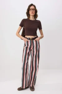 TRENDYOLMİLLA Multicolored Striped High Waist Wide Leg jeans - Image 2