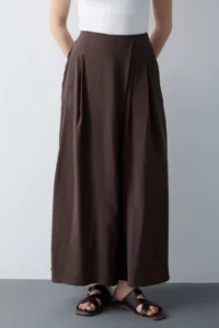 TRENDYOLMİLLA Brown Wide Leg Modal Printed Skirt Look Pants - Image 3