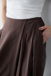TRENDYOLMİLLA Brown Wide Leg Modal Printed Skirt Look Pants - Image 5
