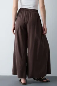 TRENDYOLMİLLA Brown Wide Leg Modal Printed Skirt Look Pants - Image 6