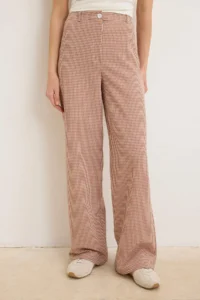 TRENDYOLMİLLA Brick Red Gingham Wide Leg/Wide Leg Pants - Image 3