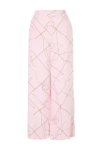 TRENDYOLMİLLA Trendyol Studio Pink Patterned Arka Elastic Waist Satin Pants - Image 5