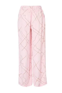 TRENDYOLMİLLA Trendyol Studio Pink Patterned Arka Elastic Waist Satin Pants - Image 6