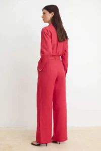 TRENDYOLMİLLA Brick Red Belted 100% Linen Weaving Pants - Image 4